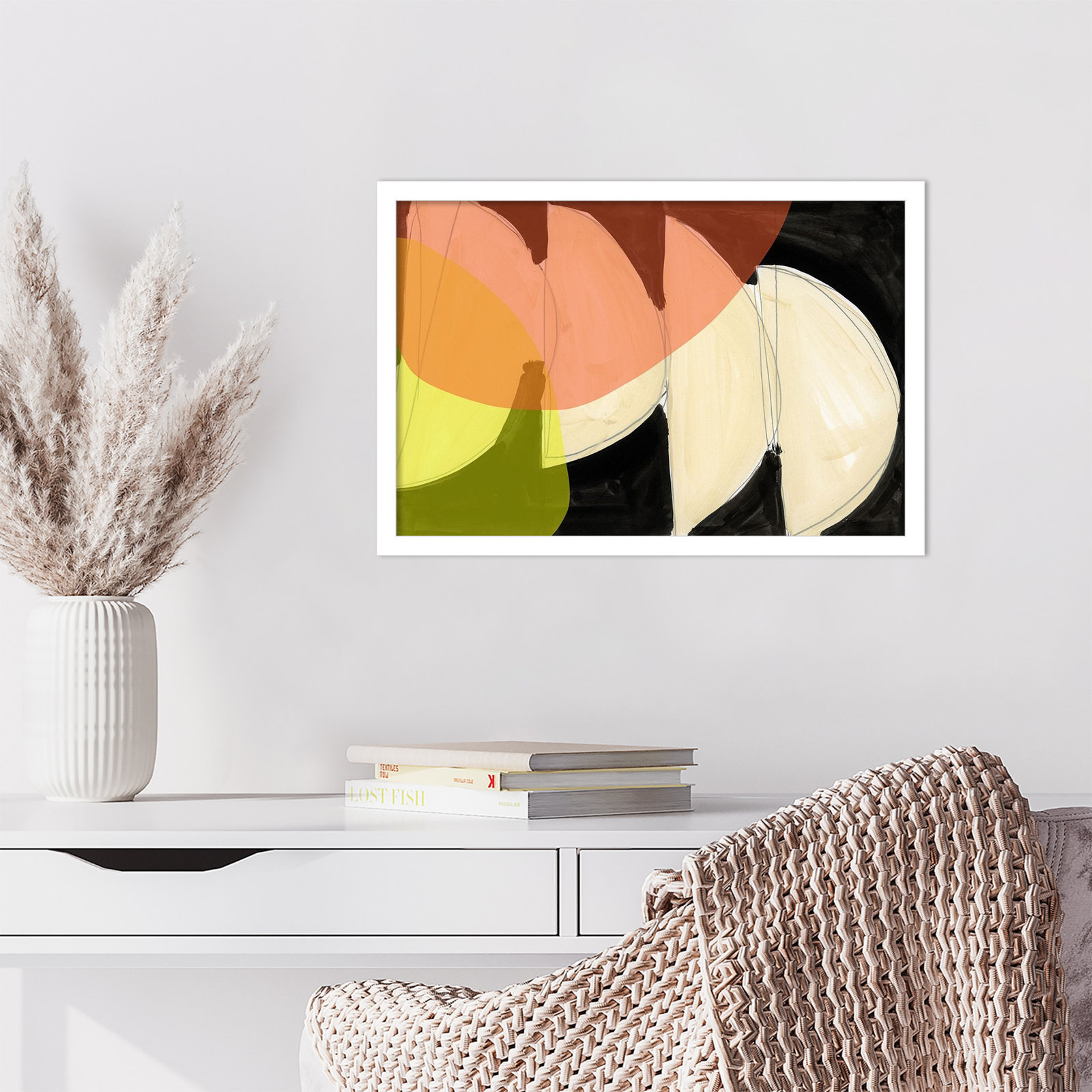 Gilpin "Four Semi Moons I" Print, 15" H x 21" W, White