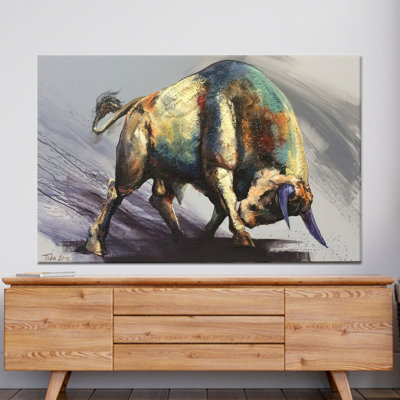 Abstrait art mural abstrait en verre trempé Bull, toile imprimée 1 p