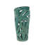 Leaf green ceramic vase with cut-outs