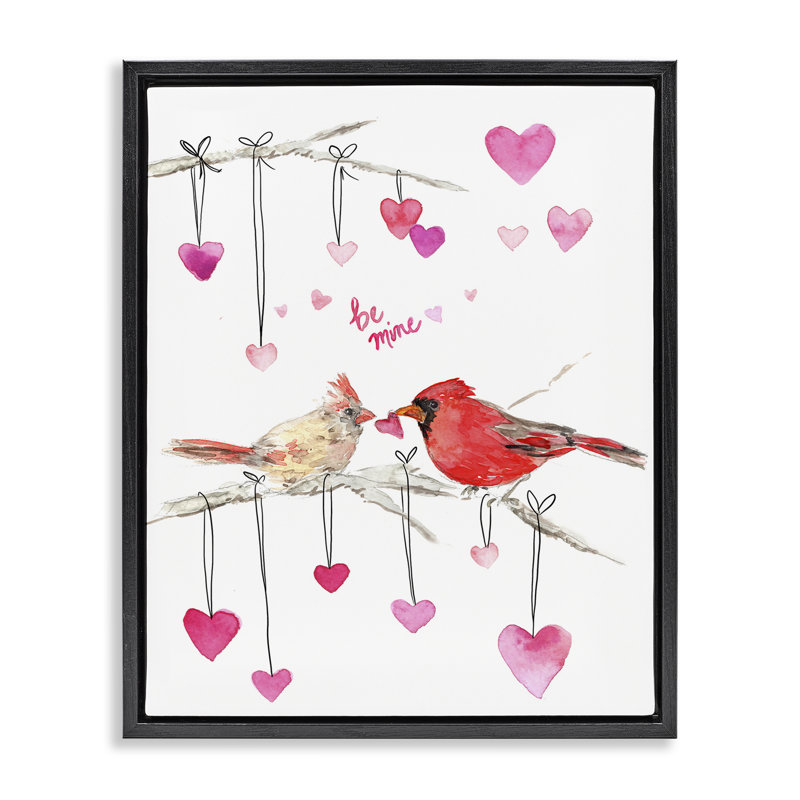 «Be Mine Cardinals» par Melissa Hyatt, Cadre flottant noir de jais, H 21 po x l 17 po