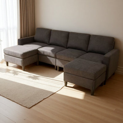 Canapé modulaire rembourré avec 2 repose-pieds