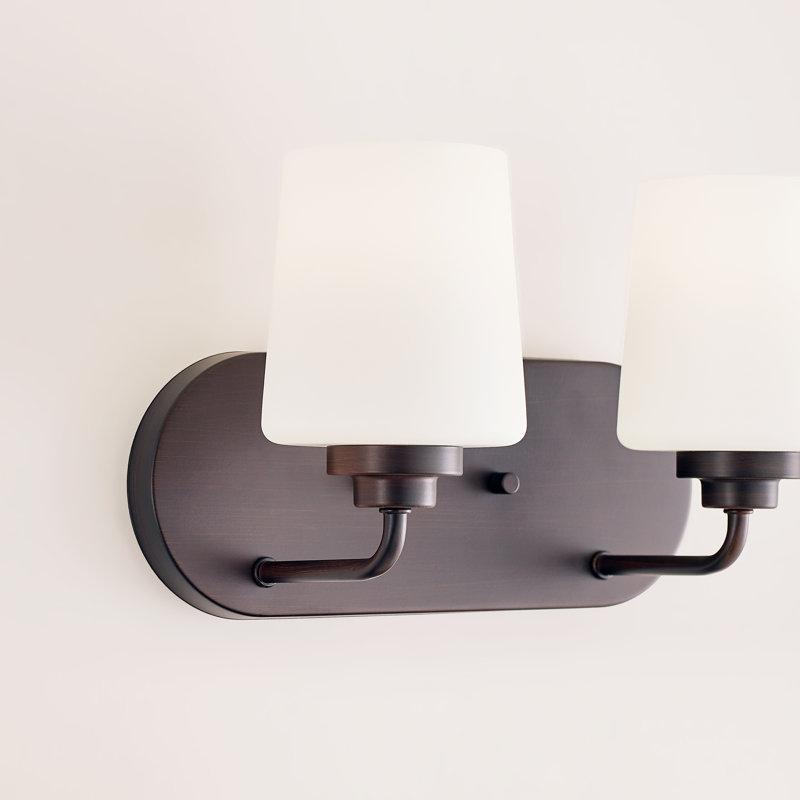 Windom Transitional 2-Light Bronze Vanity with Etched Opal Glass
