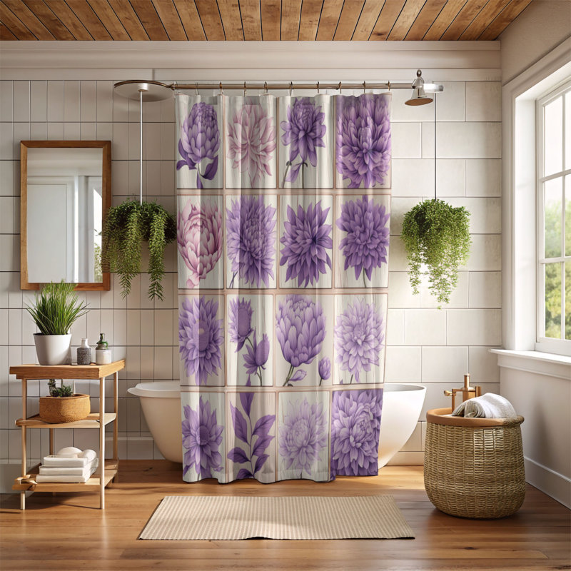 Rideau de douche mauve lavande mauve, H 74 po x l 71 po