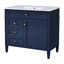 Meuble-lavabo moderne 36 po avec lavabo, armoire bleue 2 tiroirs et espaces de rangement fonctionnels, rangement efficace de style contemporain, attrait-916293711