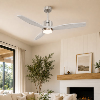 Ventilateur de plafond moderne à fixation sur tige verticale de 52 po avec trousse d'éclairage et télécommande, moteur CC 6 vitesses Vincent, pour une utilisation intérieure / extérieure couverte