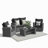 4-Piece Wicker Patio Conversation Set With Glass Table And Black Cushions-204987122-204987125