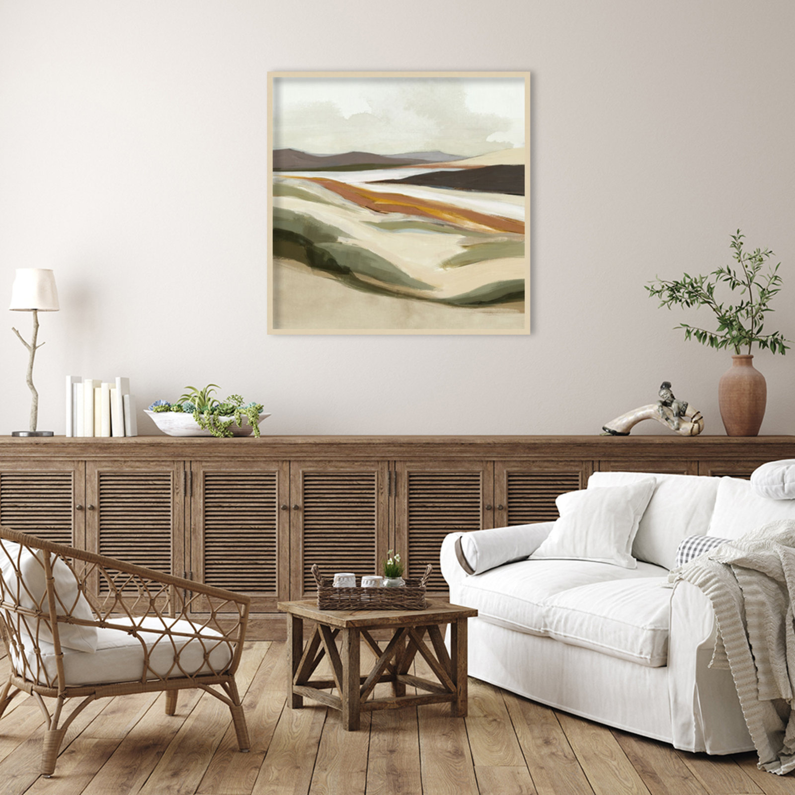 Fast Land by Jacob q Wood Framed Wall Art Print, Brown, 41" H x 41" W
