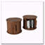 Ensemble de 2 tables basses rondes avec rangement à porte coulissante et colonne romaine cannelée