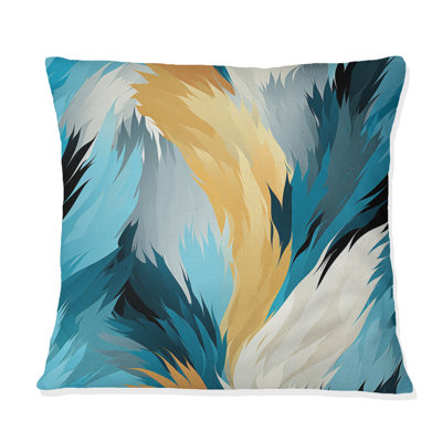 Turquoise Contemporary Ikat Fusion - Abstract Printed Throw Pillow