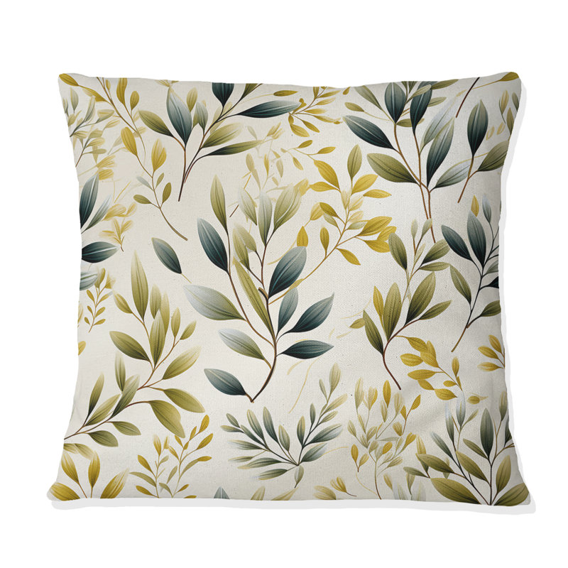Coussin Tranquil Leaves I - Plants, H 16 po x l 16 po