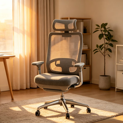 Fauteuil de bureau ergonomique en filet COLAMY, fauteuil de bureau coréen respirant à dossier haut avec accoudoirs 4D, support lombaire réglable, siège coulissant, verrou d'inclinaison, capacité de 300 lb, fauteuil de jeu certifié BIFMA et GV
