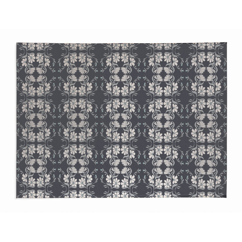 Napperon Groovy Flowers, Gris anthracite, H 0,08 po x l 24 po x P 36 po