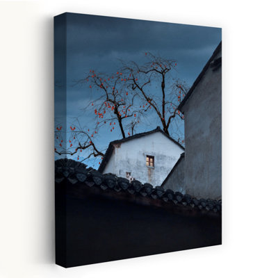 Art mural contemporain abstrait "Le chat sur le toit"