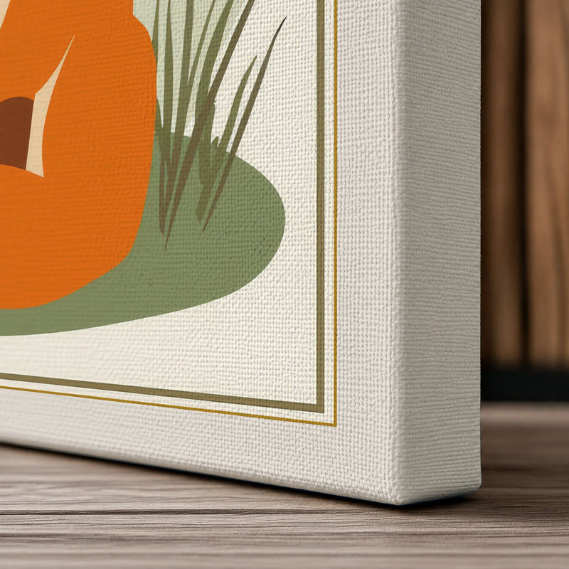 Fox and Botanicals Modern - Wrapped Canvas, 18x12 - 45.7 x 30.5 cm, Cream Border
