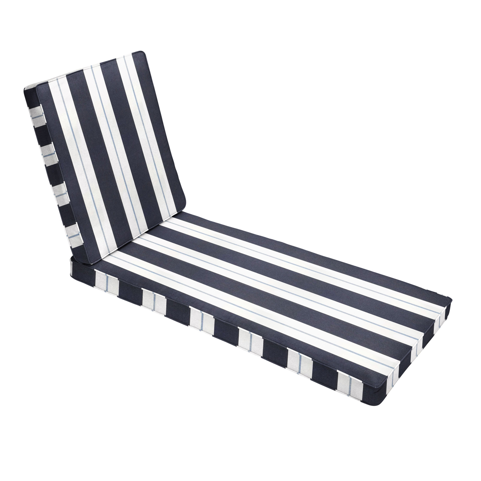 Deana Indoor/Outdoor Sunbrella® Seat/Back Cushion, 24'' W x 73'' D, Navy Stripe Sunbrella®