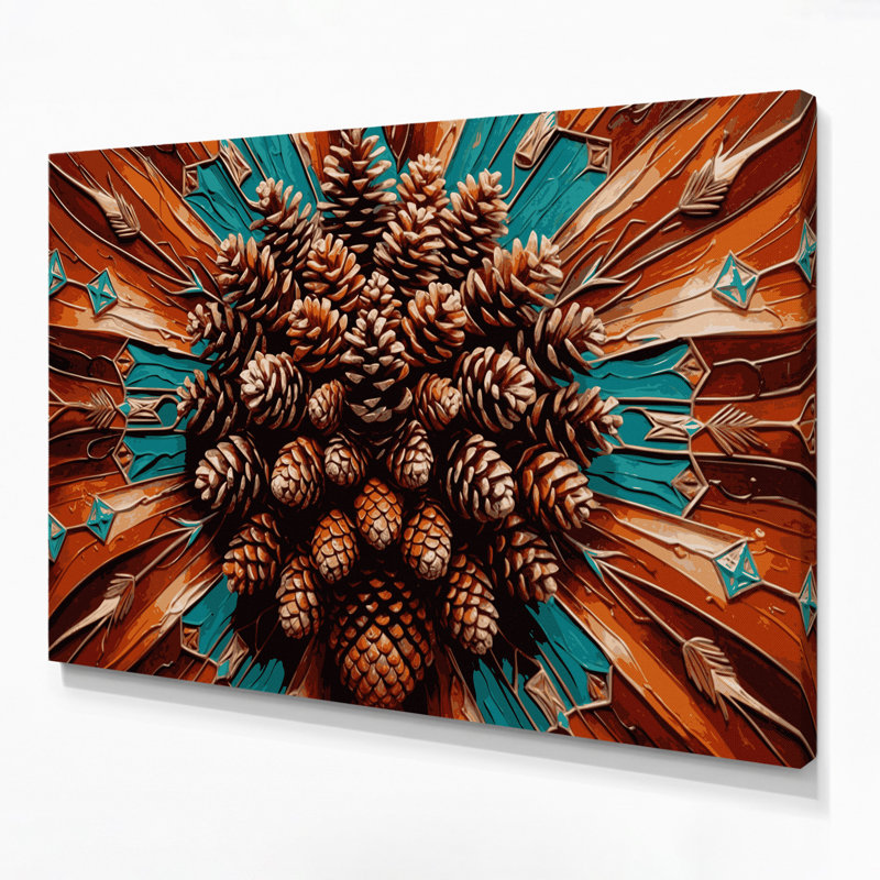 «Southwestern Plants Pinecone 174», art mural sur toile brune, H 16 po x l 20 po