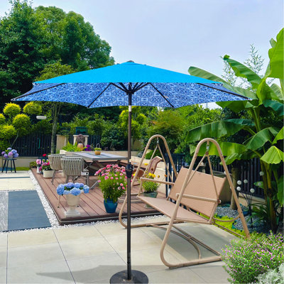 Parasol 9 pi avec motif de glace et bleu