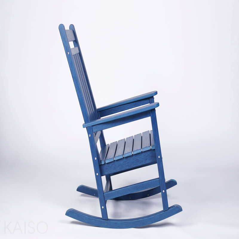 Chaise berçante d'extérieur avec texture bois, Navy Blue