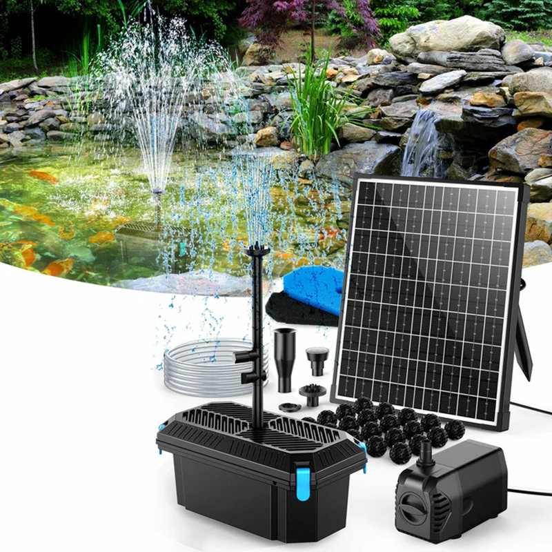 20W Outdoor Solar-Powered Floating Pond Filter and Water Fountain Pump