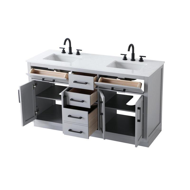 Meuble-lavabo double 60 po Ahner, Gris
