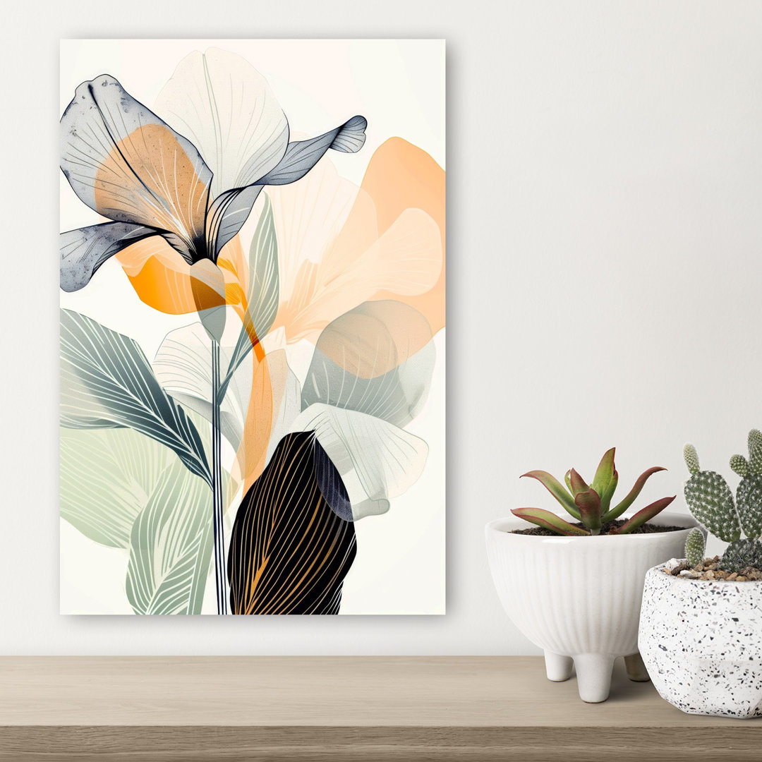 Modern Abstract Flowers Abstract Contemporary Delicate Nature Flower Wall Art Print