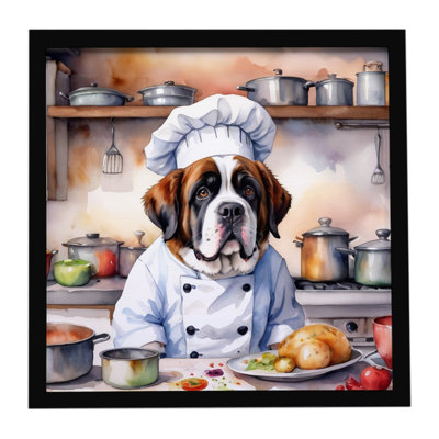 Saint Bernard The Chef Framed Metal Print