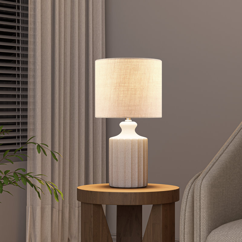 17.5" Ceramic Table Lamp, Sanded White