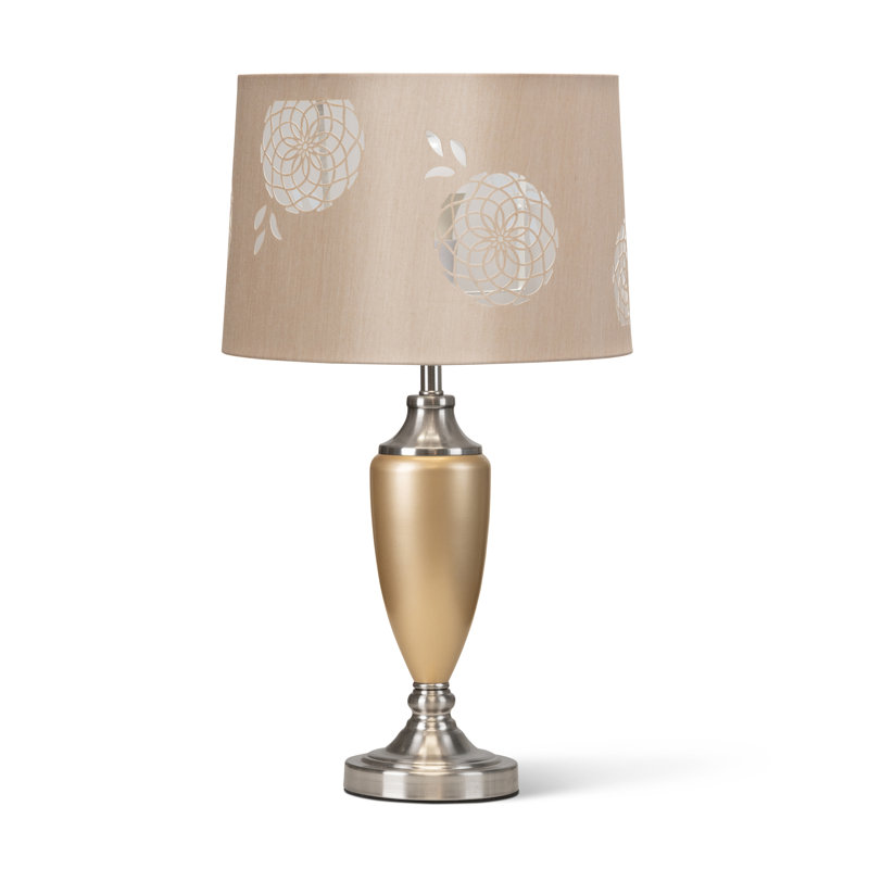 Lacy Bloom 53cm Stencil Metal Table Lamp, Champagne/Silver, Cream