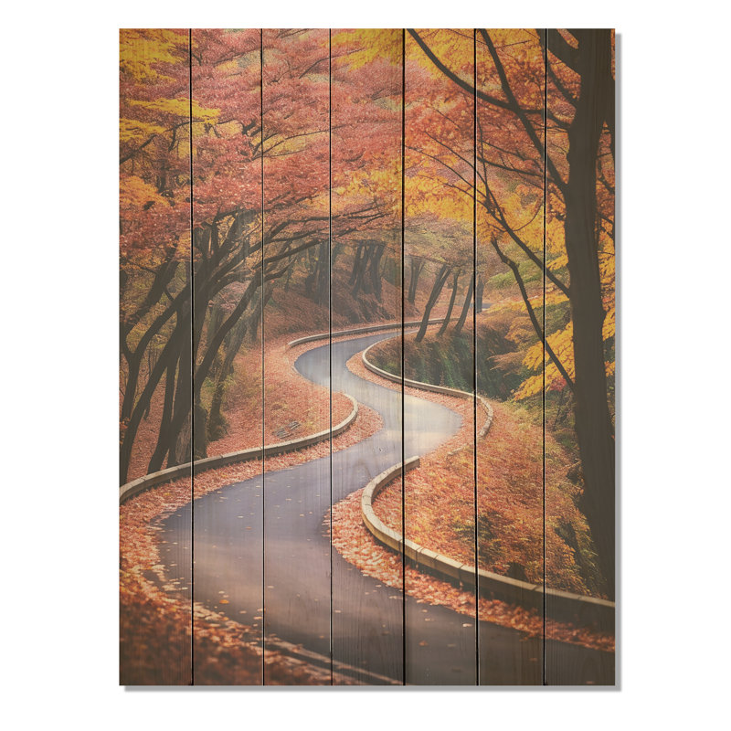 «Rosy Blooming Pathway Into The Forest V» - route sur bois, H 20 po x l 10 po