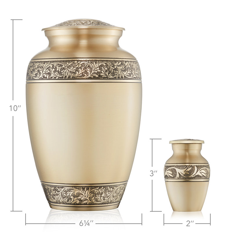 Ensemble d'urne floral, 1 grand et 4 petits, Or