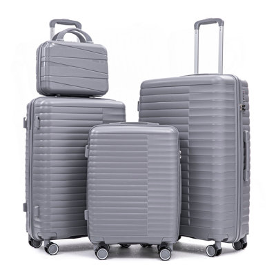 14"/20"/24"/28"  4 pcs/set in PP Spinner Wheel Luggage, Carry on Suitcase, Iron Pull Rod, Combination Password Lock, 14" Cosmetic Case