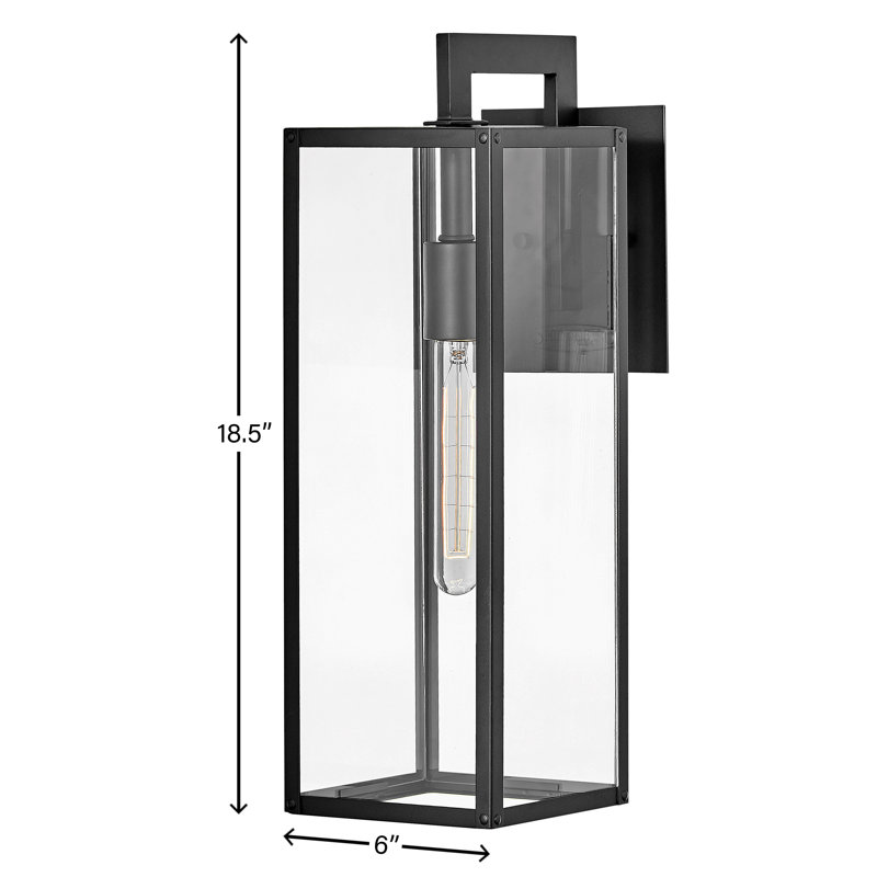 Max 1 - Light Outdoor Wall Lantern, 18.5" H x 6" W x 9" D, Black
