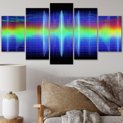 Waveform Spectrum Abstract Resonances VII - Abstract Shapes Canvas Art Print - 5 Panels
