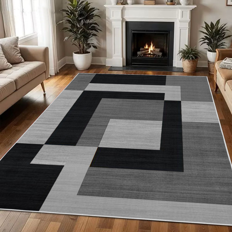 Luxury Printed High-Low Pile Rug Soft Plush Area Carpet Non-Slip Washable, Runner 60 x 220 cm