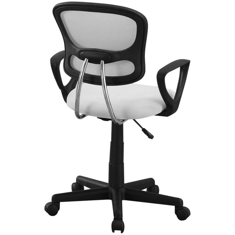 Chaise de bureau ajustable - Siège extra-large, ergonomique, maille blanche, rembourrage ergonomique noir pour enfant, piètement en métal