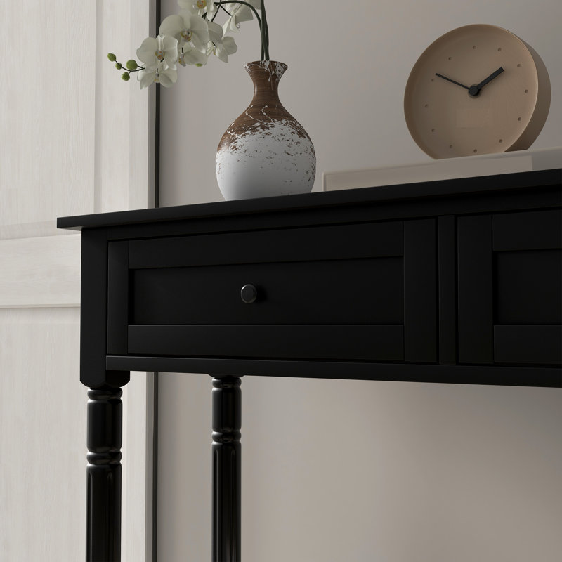 Console avec 2 tiroirs et tablette de rangement pour la chambre à coucher dans le couloir, Noir