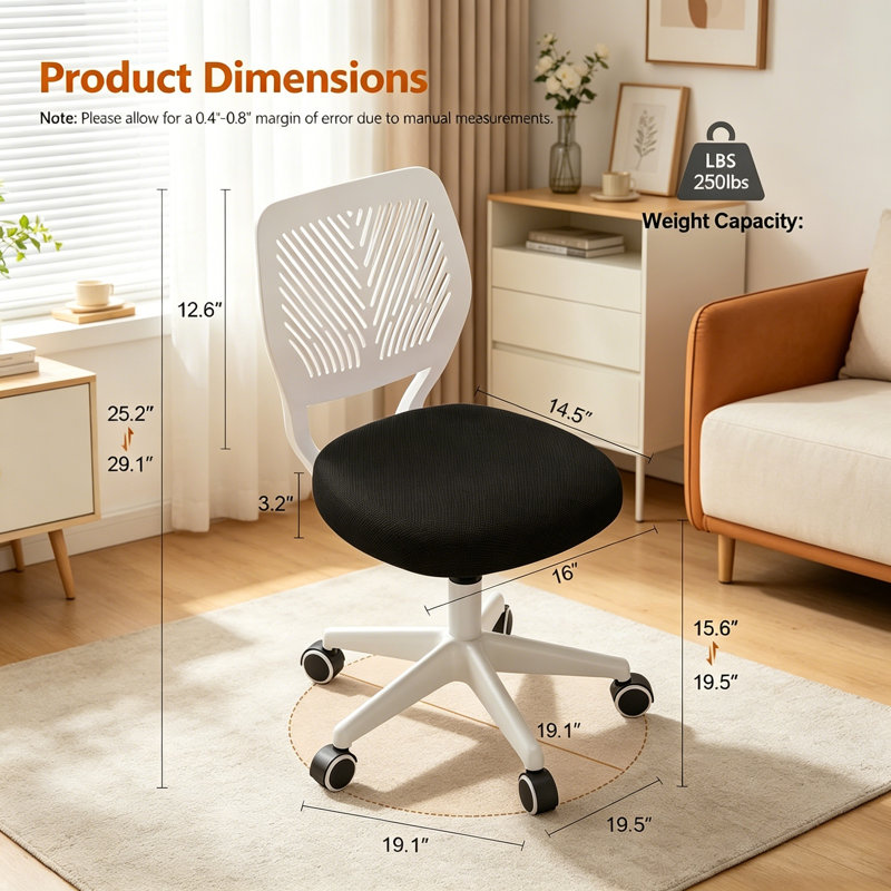 Fauteuil de bureau à roulettes XUEGW, Black and White