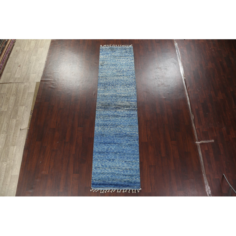 Tapis de couloir marocain en laine noué à la main 3 x 13