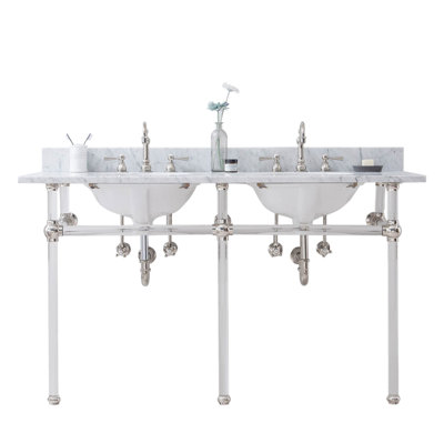 Empire Stone Oval Console Bathroom Sink with Faucet and Overflow