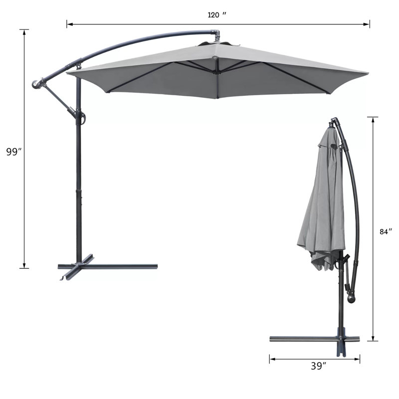 Parasol en porte-à-faux 10 pi Arabella, Gris