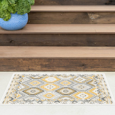 Deltufo Geometric Reversible Flatweave Indoor / Outdoor Area Rug