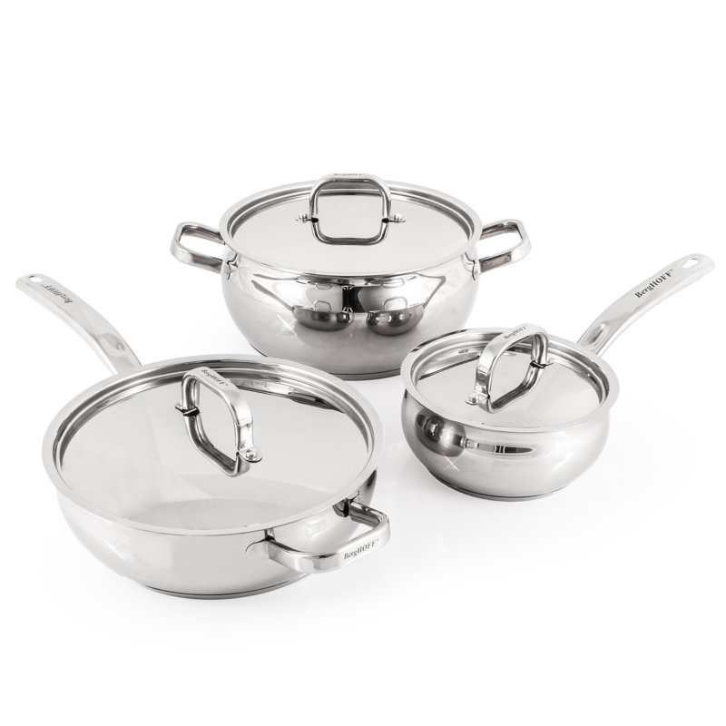 Batterie de cuisine en acier inoxydable 18/10 avec couvercles en acier inoxydable BergHOFF Belly Shape