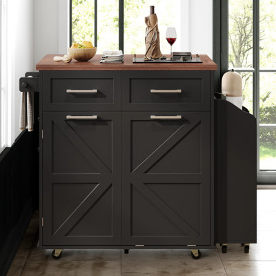 47.2" Wide Kitchen Island With Drop Leaf And Freestanding Rack by Ophelia & Co.