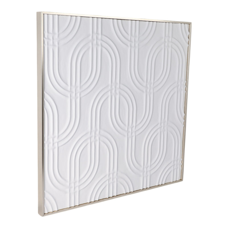 Decorative Geometric Canvas Wall Decor For Home Decor - Modern Framed Artwork Or Wall Print For Hallway And Entryway Styling - 40", White