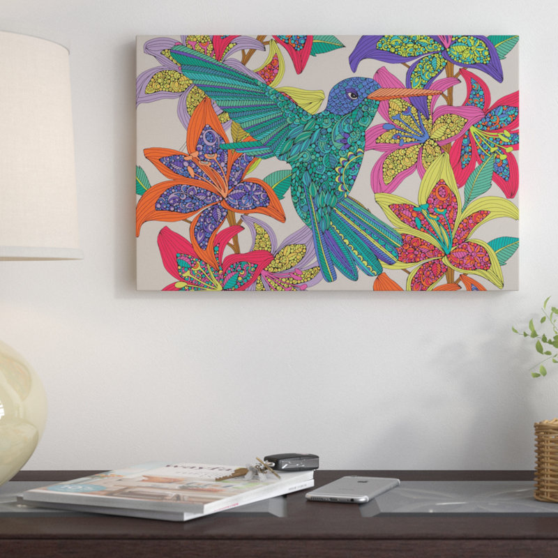 « hummingbird puzzle iii », impression sur toile tendue, H 18 po x l 26 po x P 1,5 po, Toile avec cadre noir