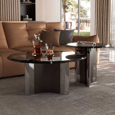 Table basse ronde moderne en marbre