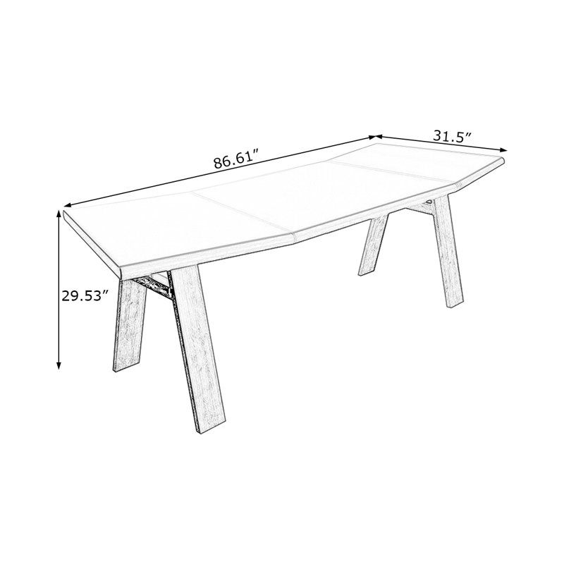 Bureau en bois massif rouge Free Form + Barenia, H 29,53 po x l 86,61 po x P 31,5 po