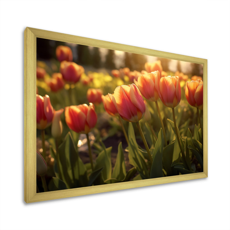 Tulip Field I sur toile, H 12 po x l 20 po x P 1 po, Cadre doré simple