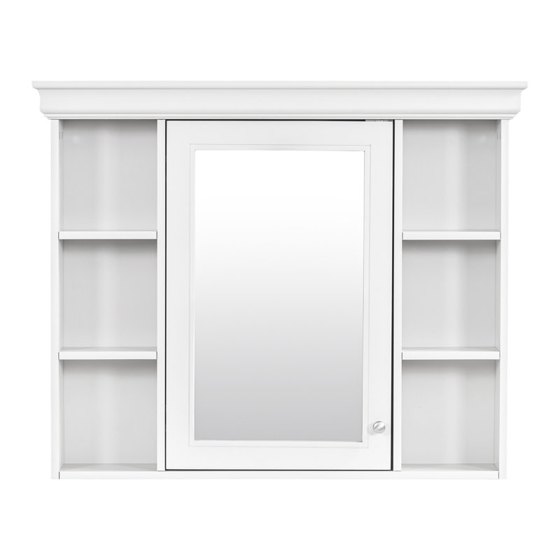 Armoire de rangement murale blanche 35 po x 28 po avec porte miroir, Blanc