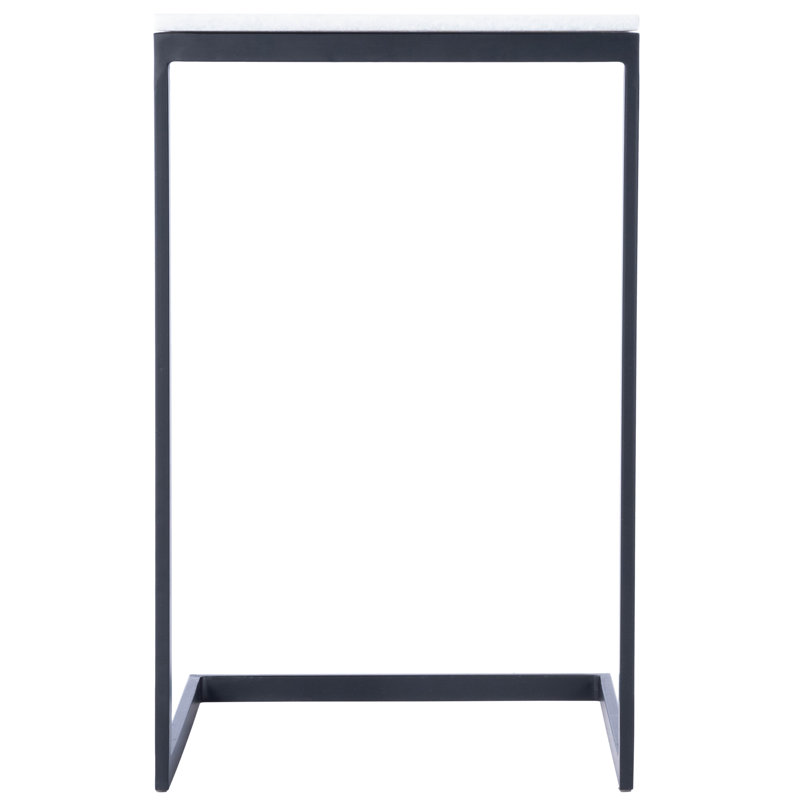 Lawler Marble C- Side Table, White Top/Black Base